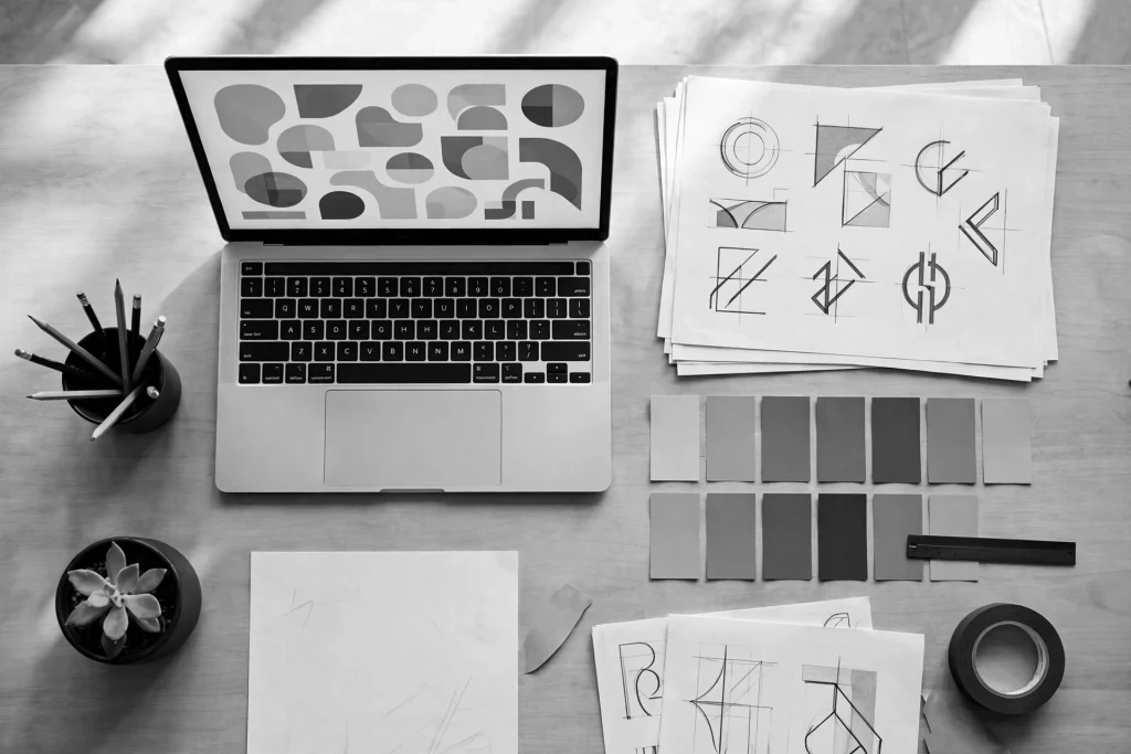 Monochrome designer workspace